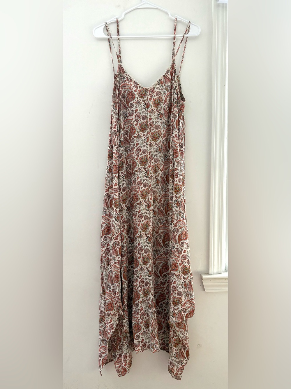 Others Follow Boho Rust and Cream Paisley Flowy Summer Maxi Dress